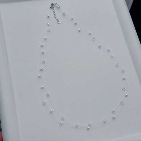 X680 Handmade S925 Freshwater Baby Pearl Triple Layer Floating Necklaces